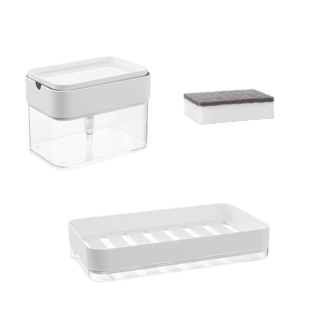 1Pc Press Type Soap Dispenser With A Sponge Press Soap Box Kitchen Dishwashing Detergent Liquid Dispenser