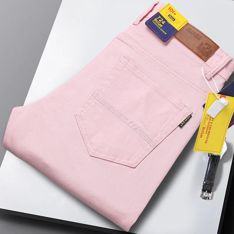 

Модні Джинсові Штани для Чоловіків Стильні Еластичні Вузькі Прямі Джинси Модні Універсальні Повсякденні Кольорові Штани Новинки 33