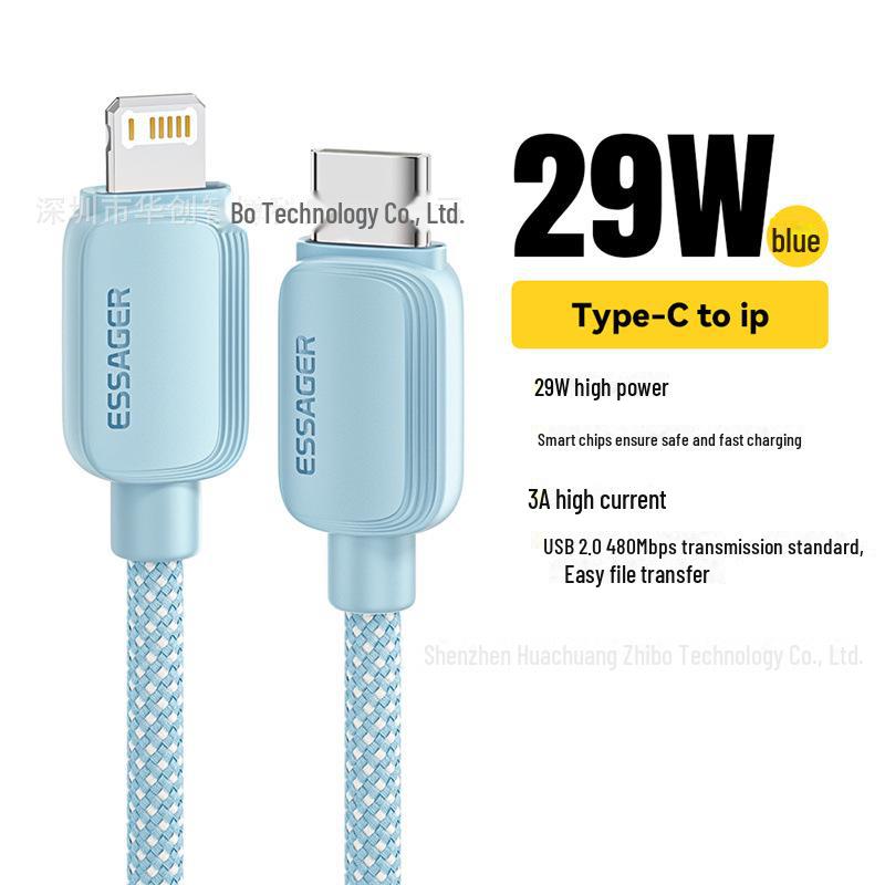 

ESSAGER Серия Weilan C-L29W Кабель для передачи данных для устройств Apple 8-14, совместим с быстрой зарядкой PD. 1 meter