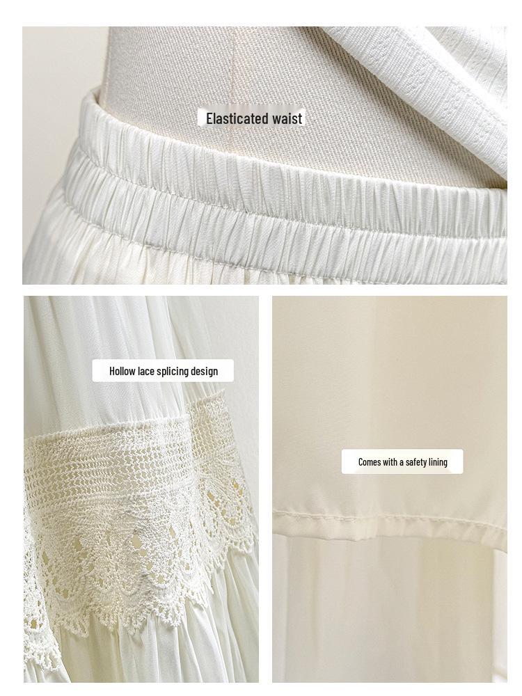 Chic Floral Lace A-Line Vacation Skirt with Wide Hem