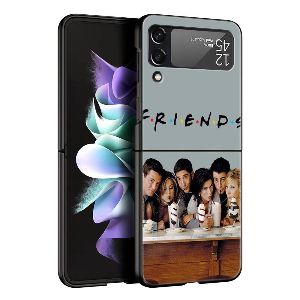 Hard PC Phone Case For Samsung Galaxy Z Flip 7 6 5 4 Black Cover For Galaxy Z Flip 3 Foldable Shockproof Friends TV Fundas Bags