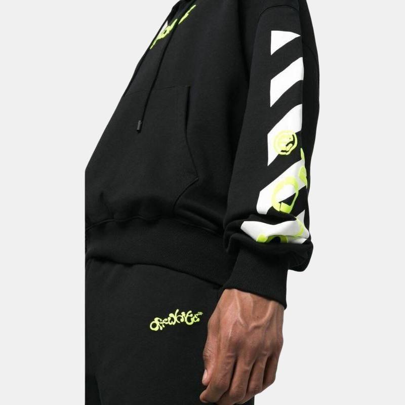OFF WHITE Logo Printed Drawstring Hoodie OMBB110S23FLE0021050