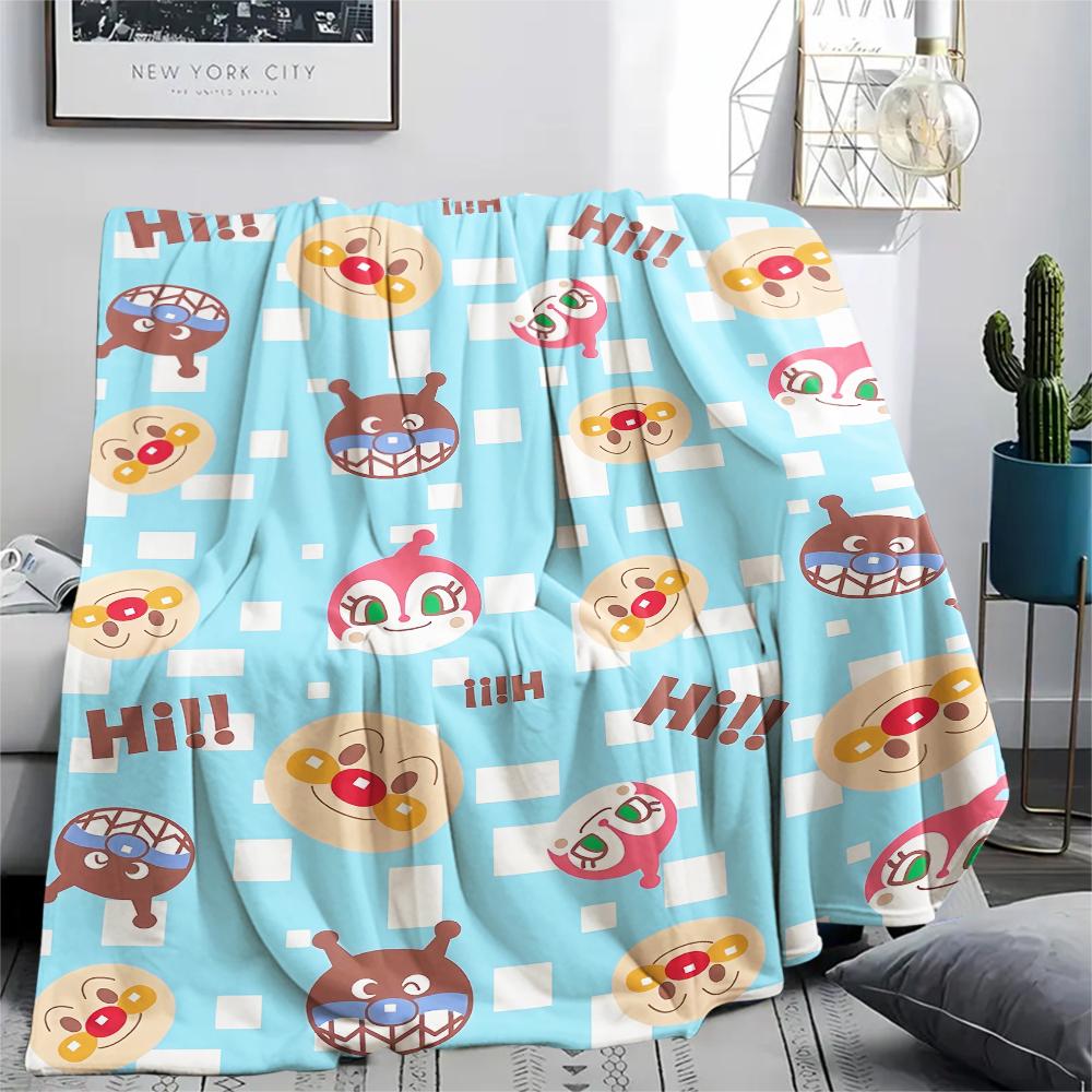 Anpanman Kawaii pattern Flannel Blanket, High quality Comfortable for All Seasons, Home Decor, Warmth and Comfort, Perfect for Gifts. 80cm x 120cm
