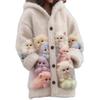 Womens 3D Cat Print Hooded Cardigan Sweater Coat Long Sleeve Thick Casual Outerwear