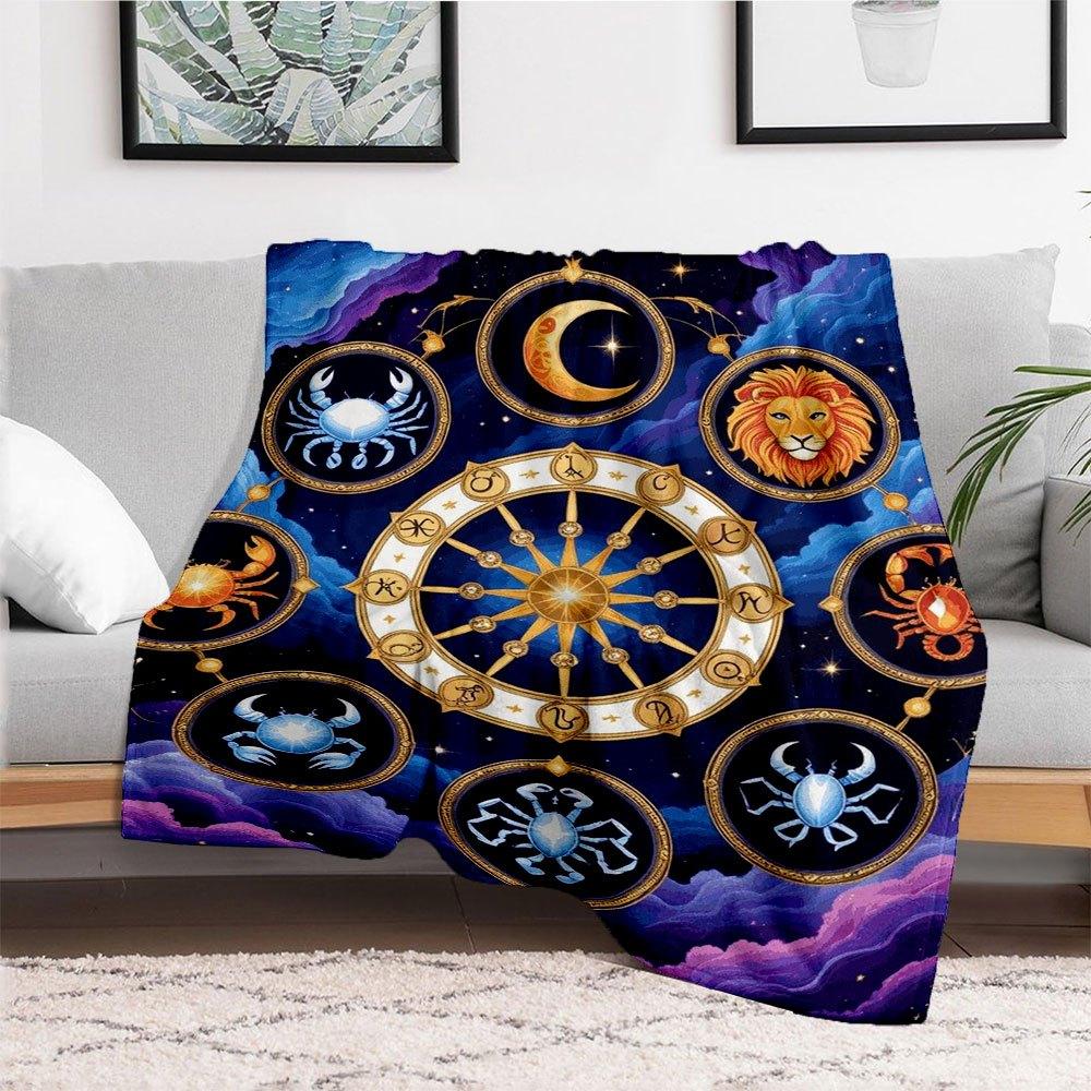"Horoscope Zodiac Signs Wall Art Print"Blanket Flannel Throw Blanket for Sofa, Bed, Travel, Camping, Office