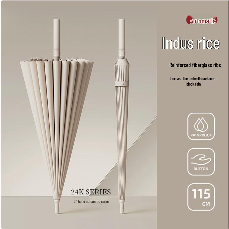 Automatic 24-Rib Straight Handle Windproof Umbrella