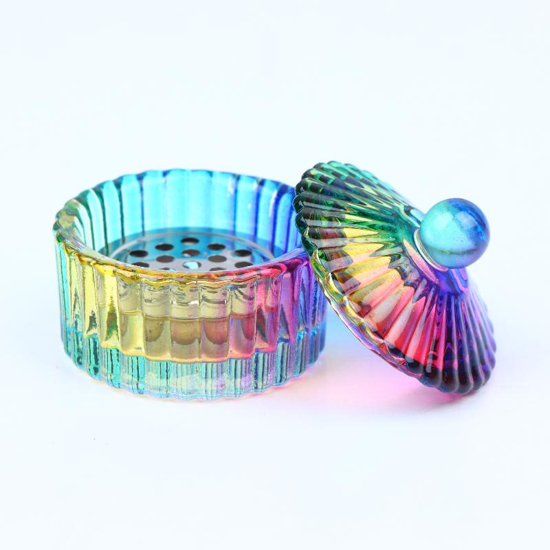 

Color Crystal Glass Dish Acrylic Powder Liquid Holder Container Shape Nail Lid Cup Bowl Manicure Accessories one size