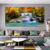 Canvas Wall Art Green Tree Canvas Painting Landscape Waterfall Wall Poster Print Picture Living Room Home Decor No Frame