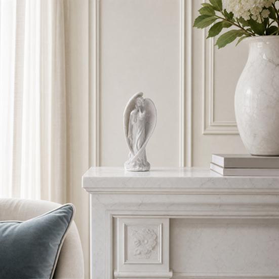 Angel Statue, 3D Printed Winged Angel Figurine, Guardian Angel Tabletop Sculpture for Home Office Desk Shelf Decor