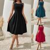 Round Neck Lace Solid Color Dress Waist Hugging Elegant Pearl Dress for Women Sleeveless Loose Dresses Causal Dress