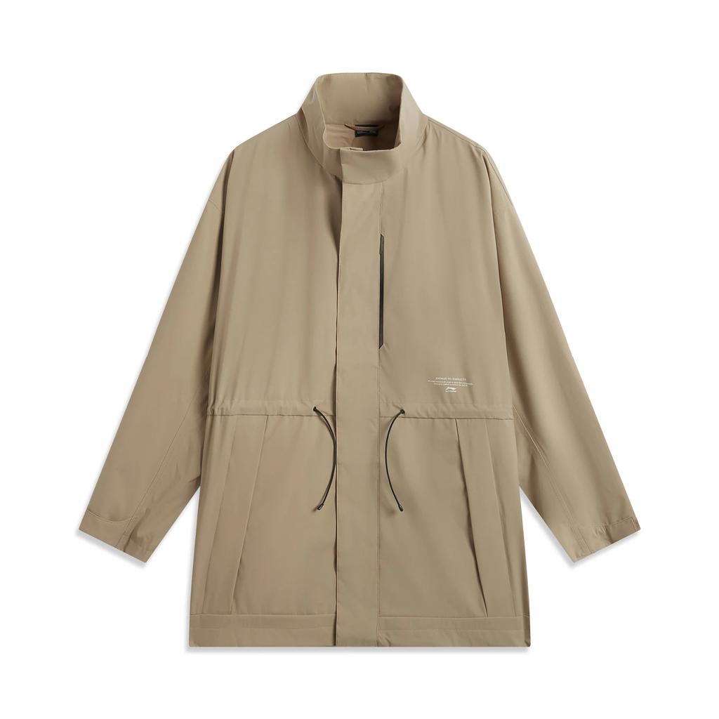 Li Ning Sports Lifestyle Series Solid Color Zipper Stand Collar Comfortable Breathable Versatile Loose Windbreaker Men Outerwear Ochre Khaki AFDV201-4