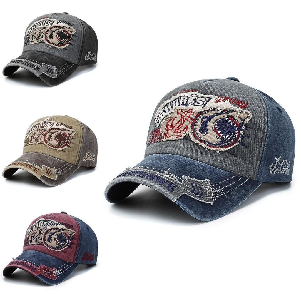 Baseball Shark Embroidery Cap Outdoors Casual Peaked Caps Sun Protection Gift
