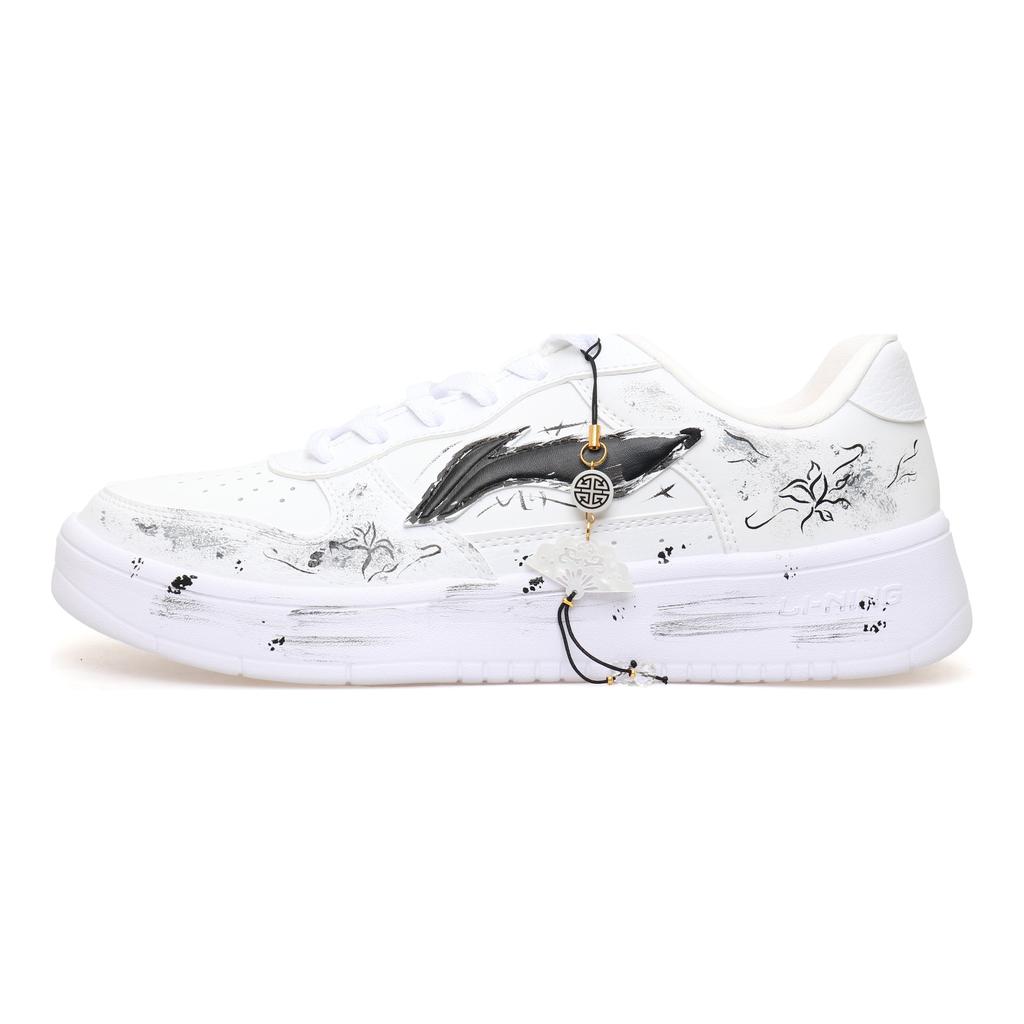 Li Ning Floating Boat Slip Resistant, Abrasion Resistant, Breathable Low top Skateboard Shoes Unisex White Black AGCS419-1(Team303-)