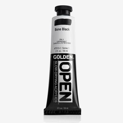 Acrylverf Open - GOLDEN - Bone Black - 60ml - Afpelbestendig - Veelzijdig