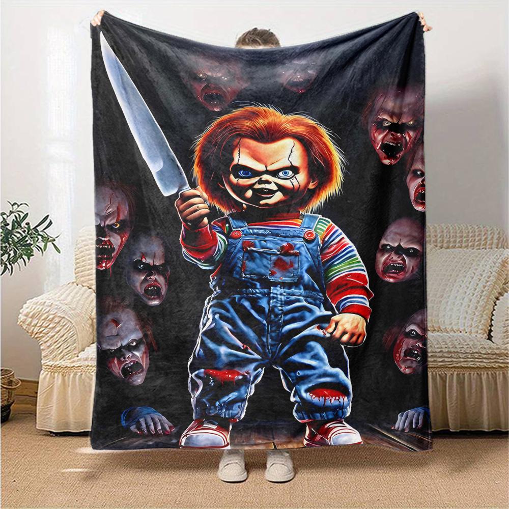 1pc Chucky2 Blanket, Gift, for Men and Women, Soft Blanket, Good for Sofa Bed Couch Travel, Lightweight Flannel Blanket