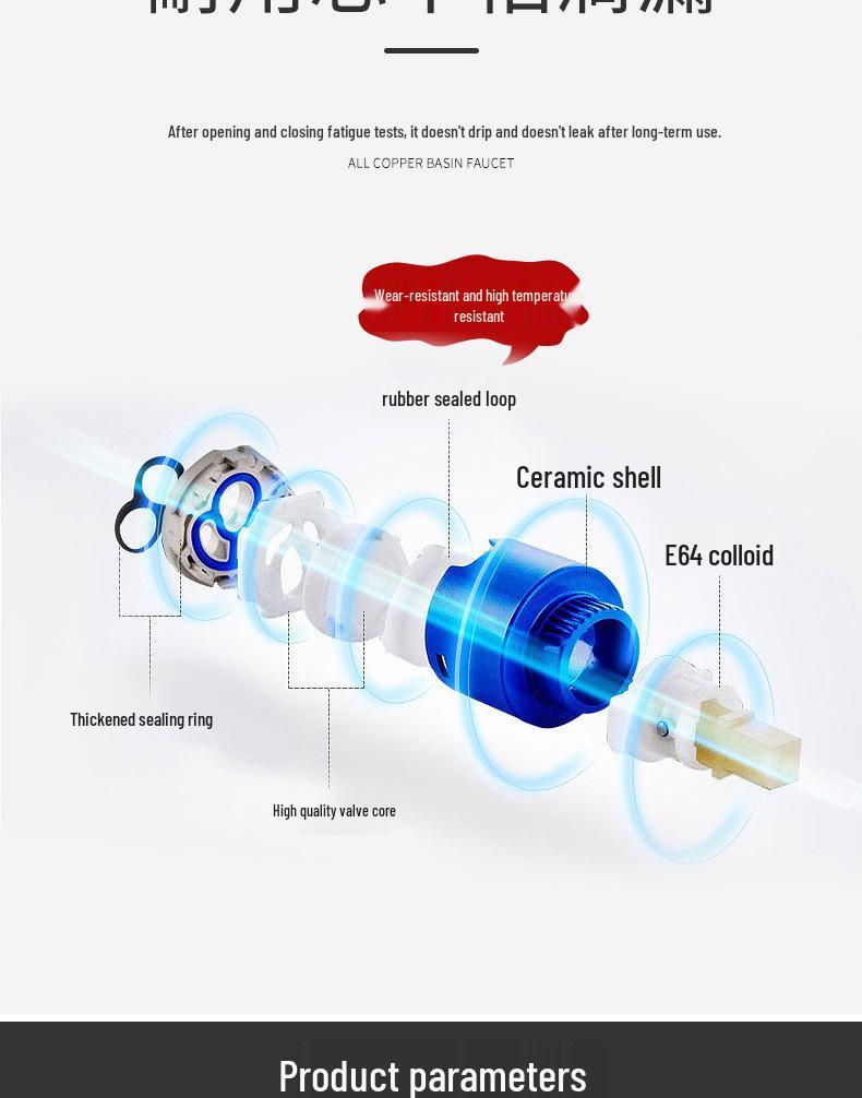 All-Copper Single Hole Hot and Cold Bathroom Countertop Basin Faucet