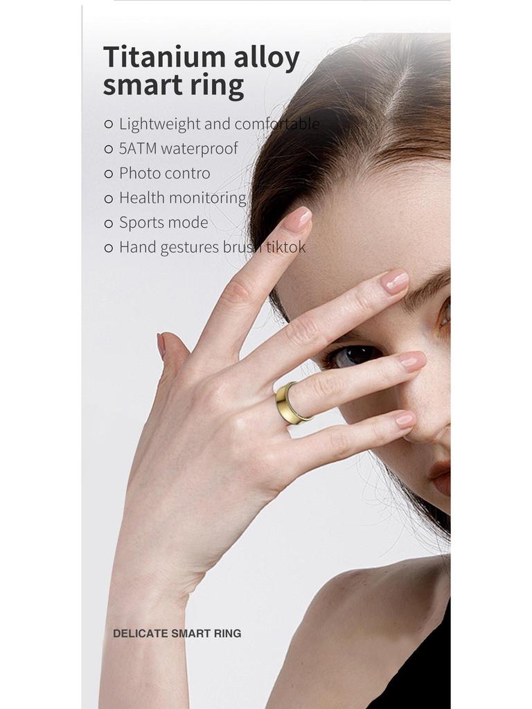 Titanium Alloy Smart Ring SR05: Heart Rate Monitor, Video Player, Unisex, Black Tech, Waterproof, Bluetooth Wearable