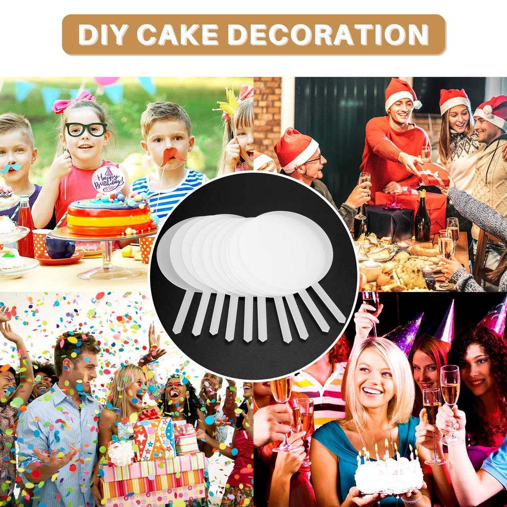 A84E-Round Acrylic Cake Toppers Clear Blank Circle DIY Cake Topper Blanks For Custom Wedding And Birthday Party Cake Decor