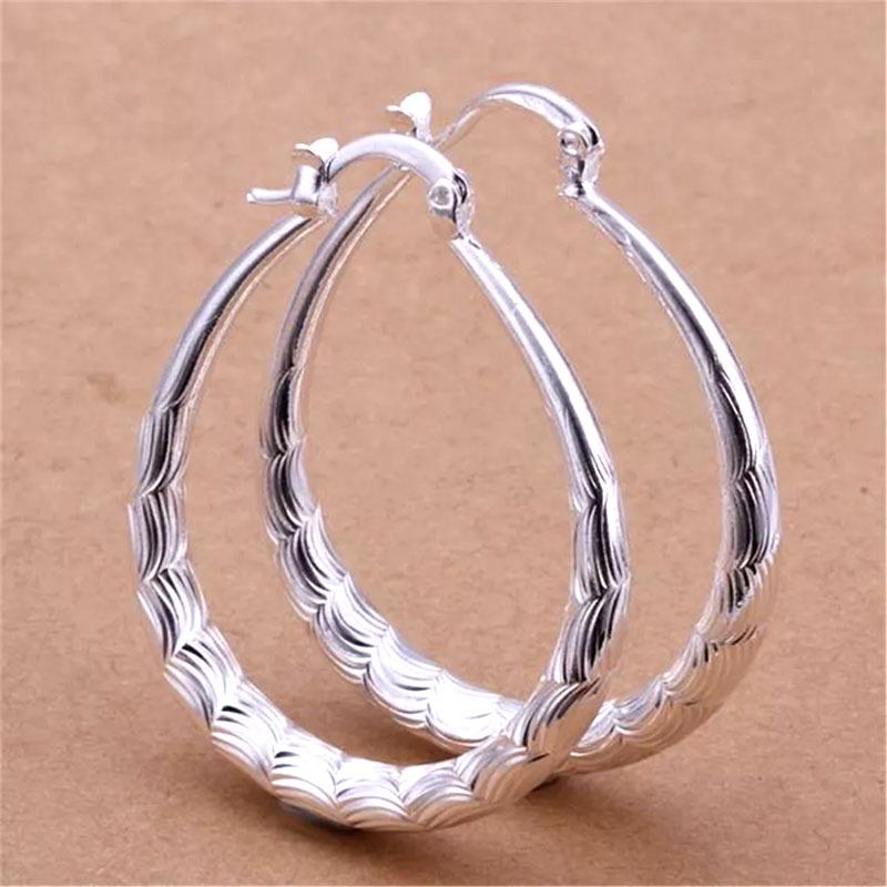 

Silver-Plated Large Hoop Earrings - European & American Fashion Jewelry for Women