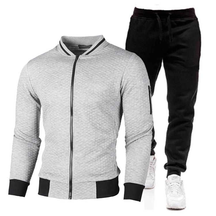 2025 Men's Color Block Fleece Hoodie Set: Casual Two-Piece Sweatshirt Outfit