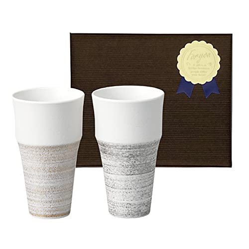 

Dolce duo Пара керамических пивных кружек и стаканов (270ml) [В подарочной упаковке] Керамика Мино, Сделано в Японии, Идеально для Дня уважения к старшим, свадеб или а