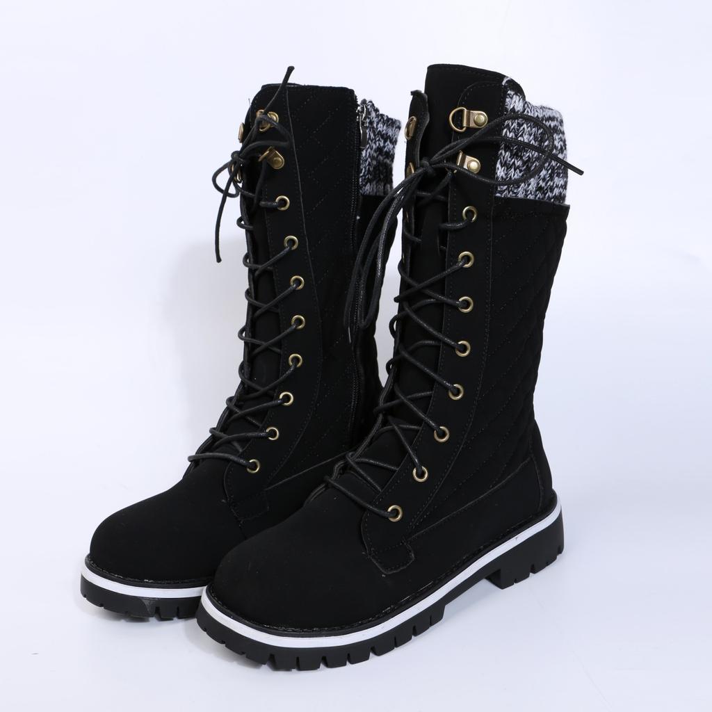 Large size round head Martin boots women's autumn and winter large size high tube low heel warm women's cotton boots