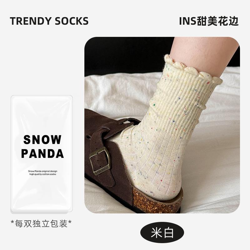 Socks Women's Season Medium Tube Socks Ideas Yarn Lace Stacking Socks Cotton Socks Boneless Women's Socks Versatile Socks Socks Industry