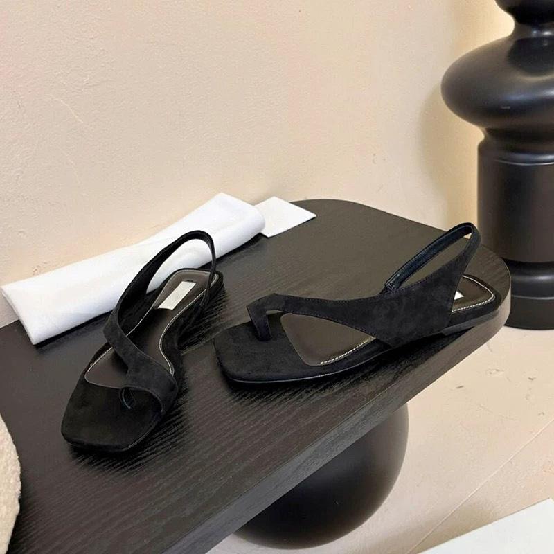 Sheepskin Version~ Korean Square Head Cover Toe Flat Bottom Roman Sandals Women's 2025 Summer New Beach Versatile Cool Slippers