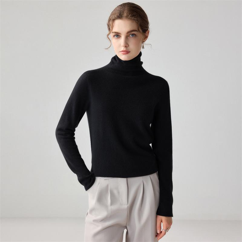 Women's Cashmere High-Neck Loose Pullover Knit Sweater