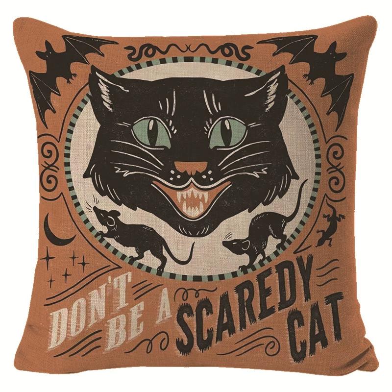 Creative Halloween Decoration Cushion Cover Classic Skull Pumpkin Series Printed Pillowcase Terrifying Bat Pillow Cover