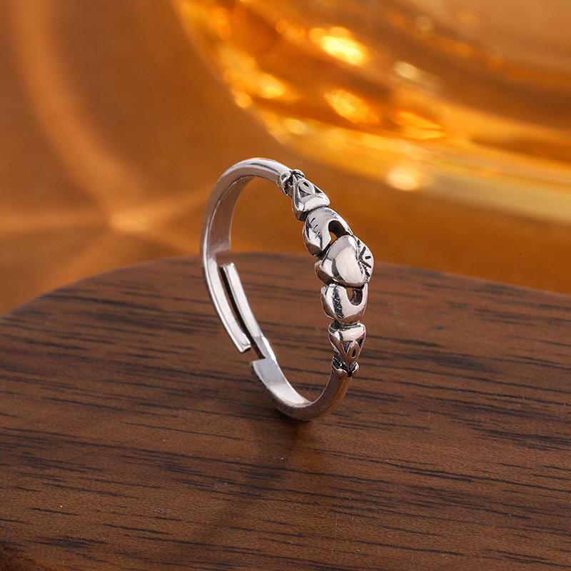 Retro Minimalist Open Heart Ring for Women