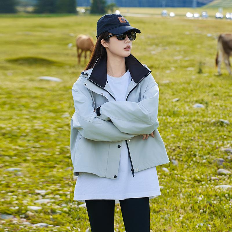 

Windproof hooded jacket women s winter new small loose cotton-padded coat high-end casual top jacket S серый