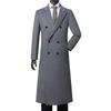 Men's Double-Breasted Wool Blend Over-the-Knee Coat