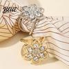Shiny Scarf Fastener Rhinestone Flower Ring Six Petal Clip Luxury Sparkling Holder for Women Shirts Silk Scarves Shawls Smooth Sliding Ring