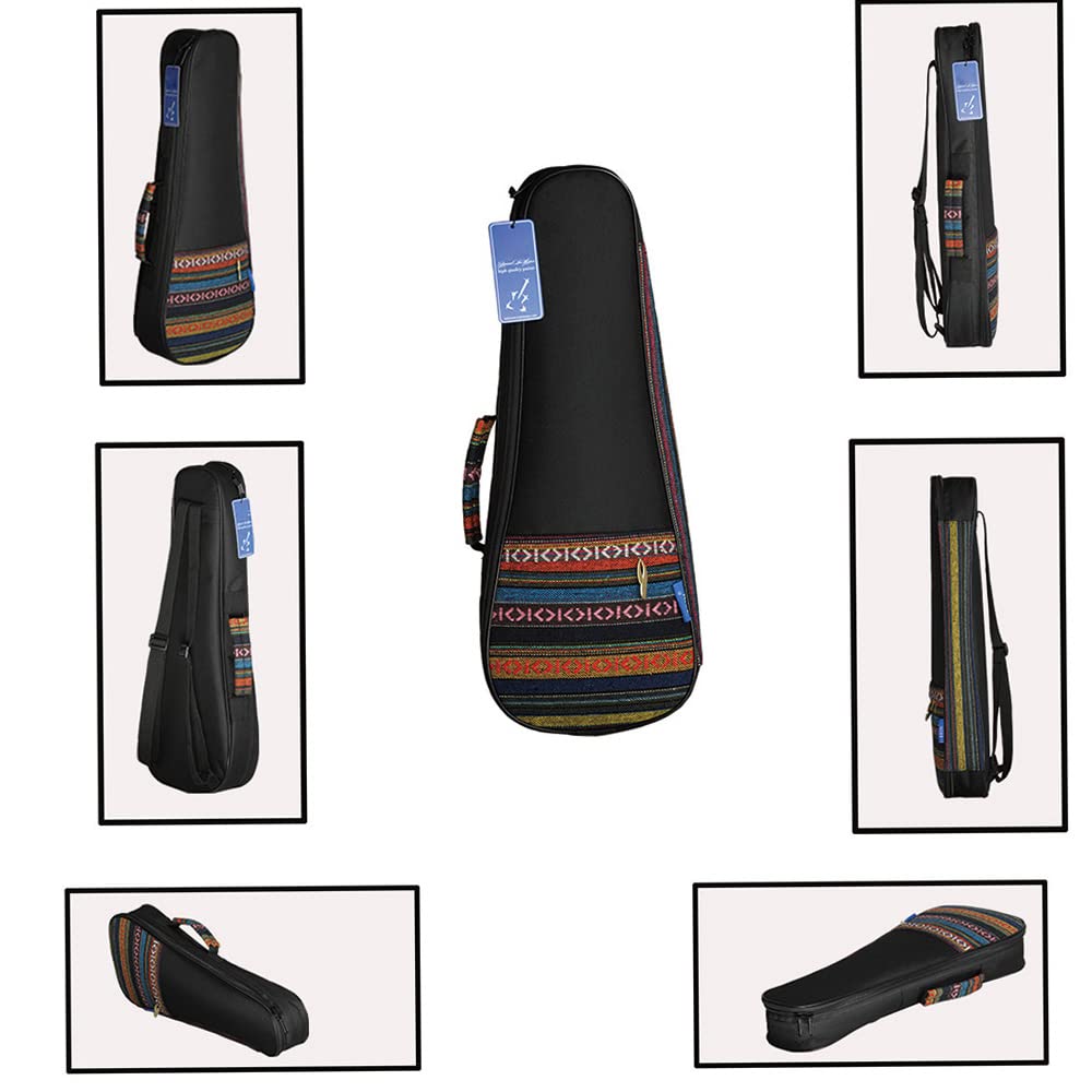 ZEYUAN Colorful 21" Soprano Ukelele Ukulele Bag Backpack Case with Adjustable Shoulder Strap and Durable Cotton Thick Padded Ethnic Style