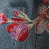 Female Spring and Autumn Embroidery Denim High Waist Loose Wide Leg Pants Calf-Length Pants for Women