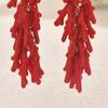 Stylish Beach Coral Resin Earrings With Pearl Accents Lightweight Alloy Jewelry For Women Daily Wear
