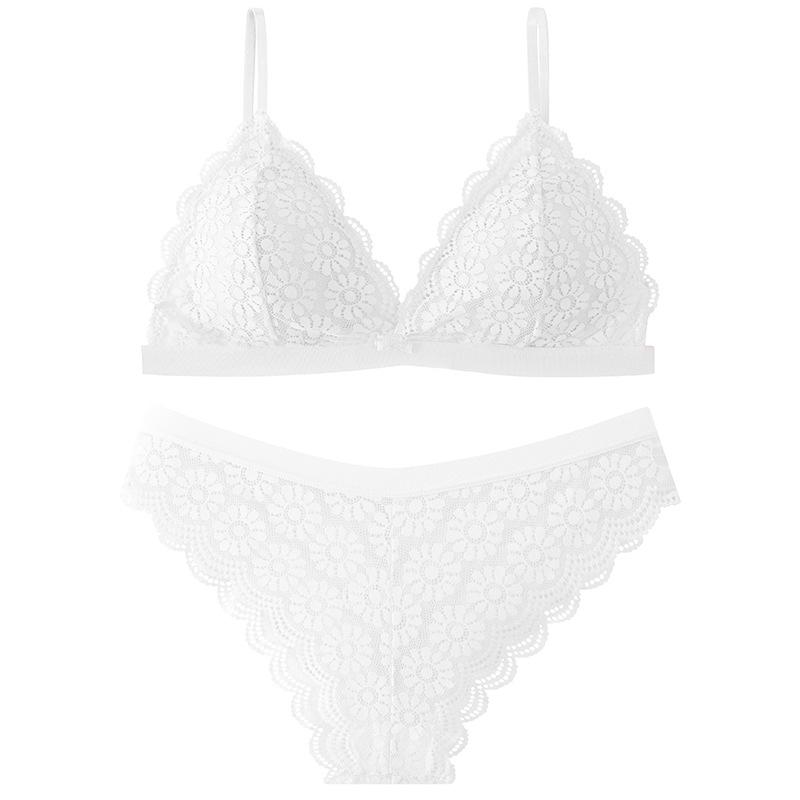 French Lace Push-Up Wireless Bra & Panty Set for Women - Sexy, High-end, Beautiful Back, Plus Size.