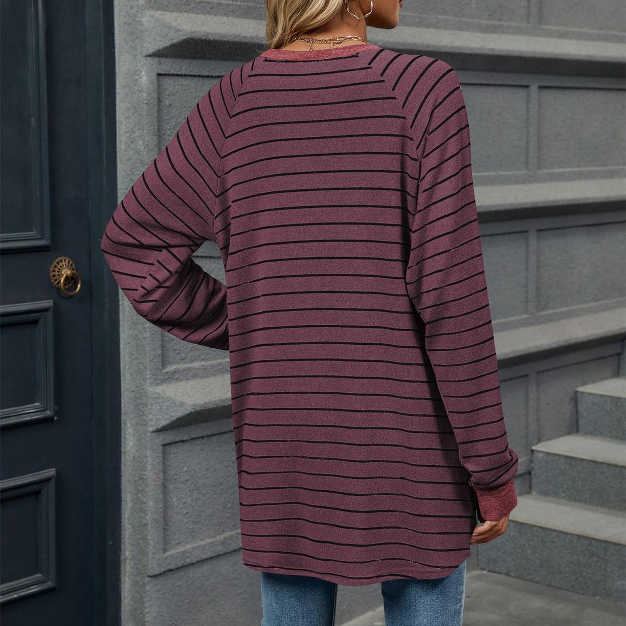 HNXC Женская Мода Повседневные Осенне-Зимние Худи и Толстовки с Принтом в Полоску — фото 5