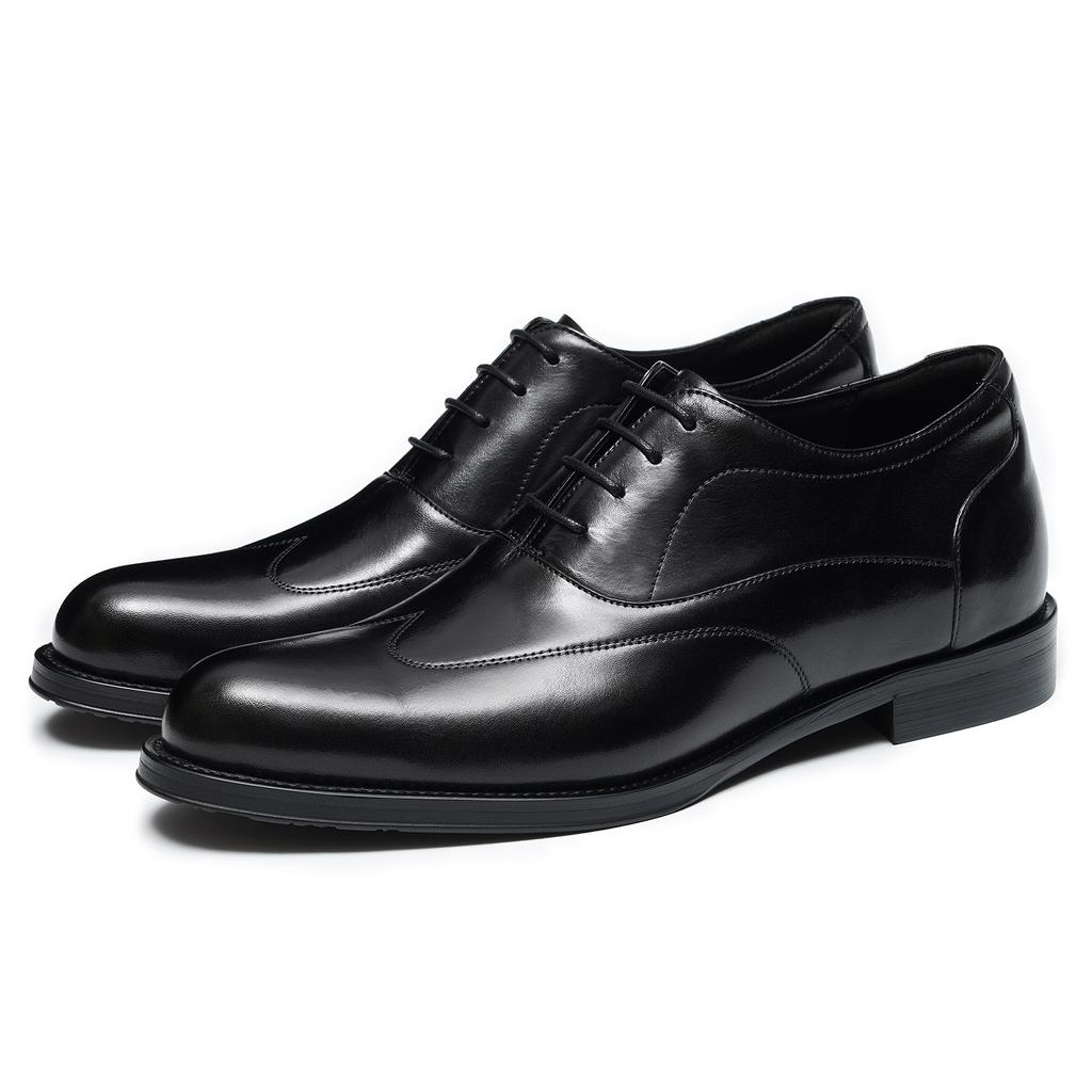 Inner Height-Increasing Leather Shoes Men'S First-Layer Cowhide Business Dress Pointed Oxford Shoes Wedding Men'S Shoes