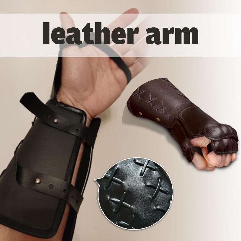 Medieval Armor Motorcycle Gloves Wide Cuffs Bracers Men Steampunk Warrior Gauntlet Renaissance Knights Templar Leather Lace-up