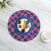 Coaster Exquisite Checkerboard Acrylic Coaster Stylish Rounded Placemat for Coffee Tea Table Decoration