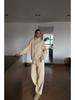 2026 Women's Spring/Autumn Striped Colorblock Zipper Cardigan & Long Pants Two-Piece Set