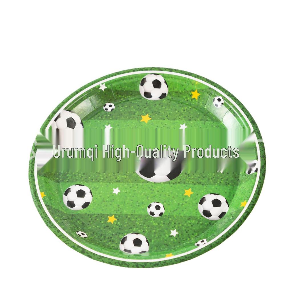 Weltmeisterschaft Fußball Party Geschirr Set: Grüne Pappteller, Becher, Servietten & Tischdecke
