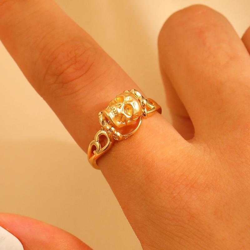 Gothic Dark Style Color Blocked Skull Ring For Men And Women Daily Charming Jewelry Gift