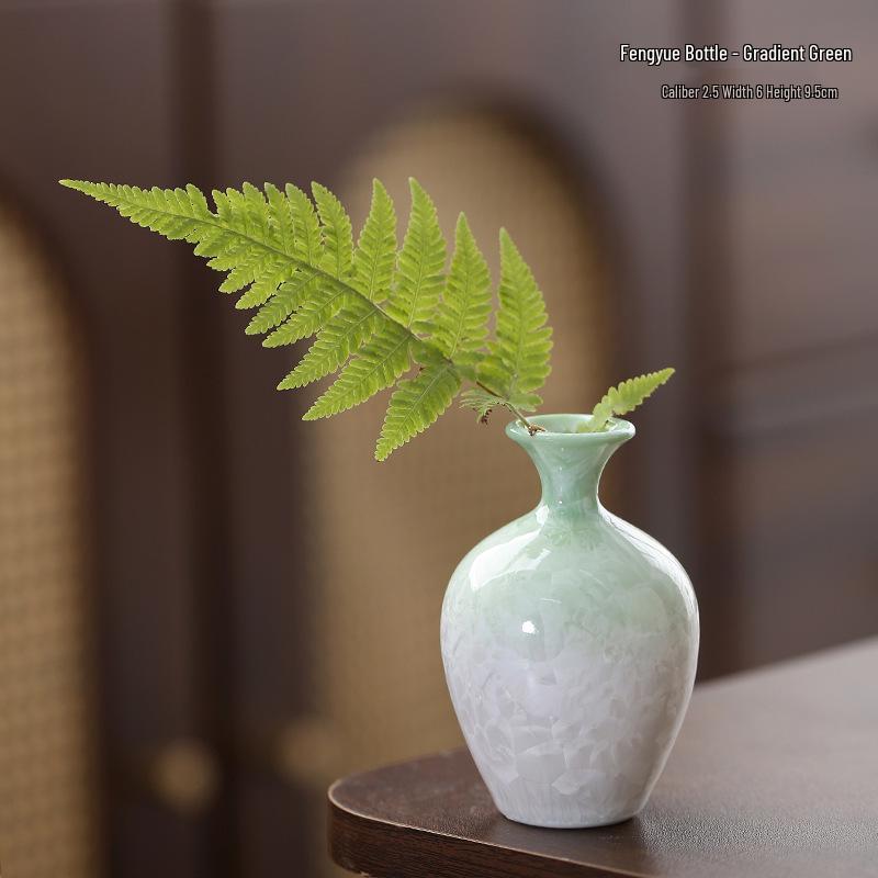 Crystalline Glaze Mini Ceramic Vase - Creative Home Desktop Ornament for Flowers