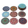 Bohemian DIY Mandala Coasters - Sunflower Ocean Cat Dog Patterns With Stand Wooden Art Craft Home