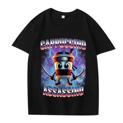 Italian Brainrot Cappuccino Assassino T Shirt Men Women Oversized 100% Cotton Streetwear Short Sleeve Summer Print Unisex Tops