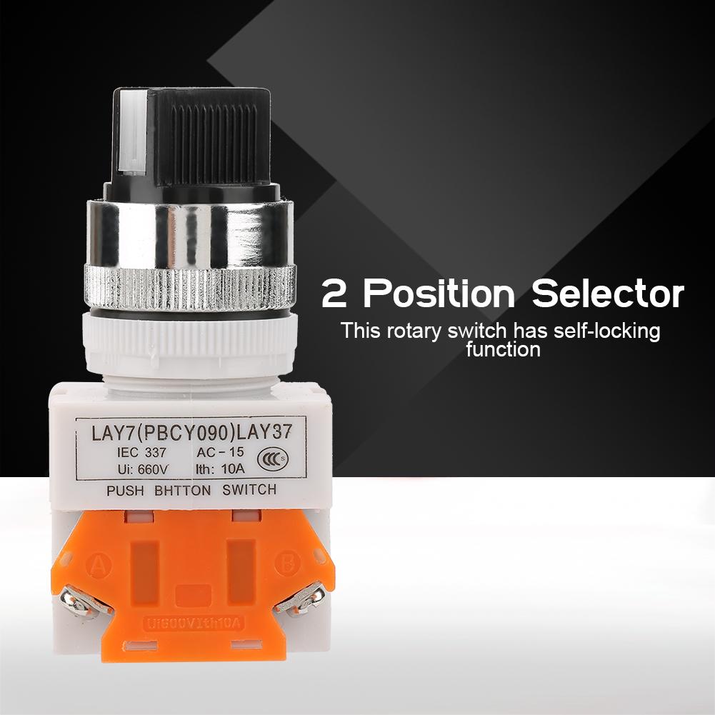 2 Position Maintained Selector Self Locking Rotary Switch Short Handle LAY37 11X 21