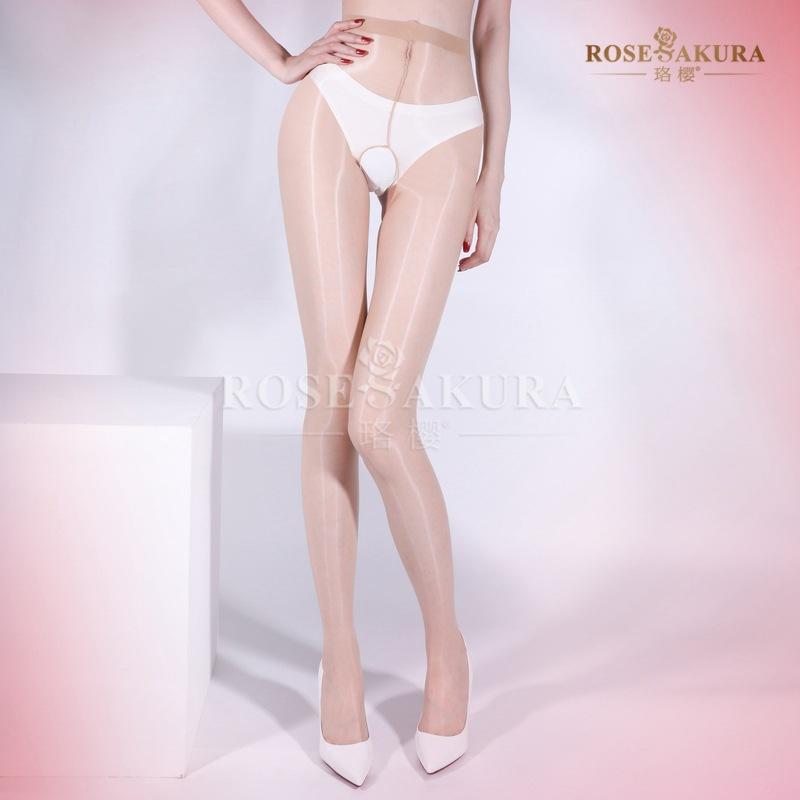 5D Sexy Aurora Oily One-Line Crotch Stockings Silky Smooth Crotchless Pantyhose Ultra-Thin Women Summer Fashion Ol Jk Ootd